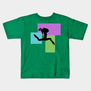 Dancing Silhouette with Coloured Rectangles Kids T-Shirt